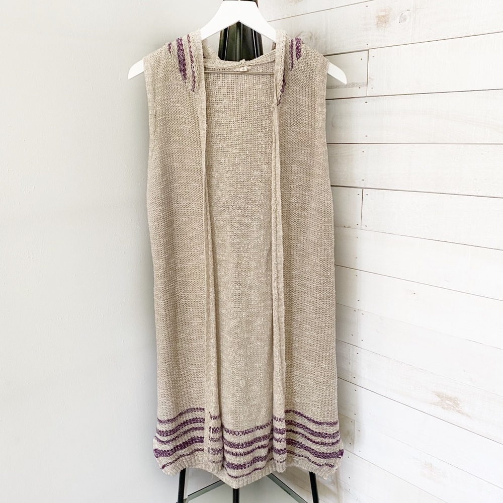 Hem & Thread Long Hooded Knit Cardigan Sweater Women’s Size Small